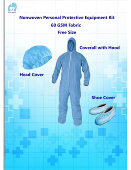 Nonwoven Personal Protective Equipment (PPE 60GSM) Free Size Kit (Blue)